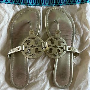 Tory Burch Champagne Gold Miller Sandals - Women Size 9.5